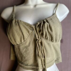 SHEIN Sage Waffle Knit Crop Top